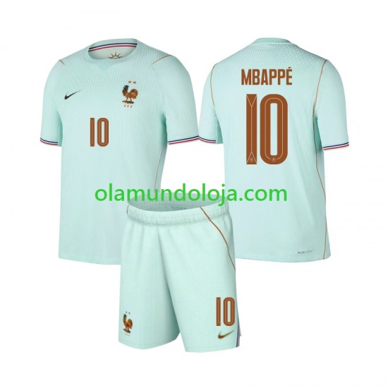 Camisola França Mbappé Kylian 10 Criança Equipamento Segundo Copa do Mundo 2026 Manga Curta